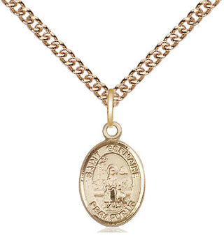 14kt Gold Saint Germaine Cousin Medal Engraved Catholic Saint Jewelry