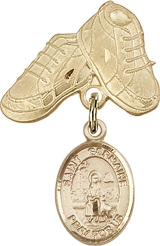 14kt Gold Filled Baby Boots St. Germaine Cousin Baby Badge - Engravable