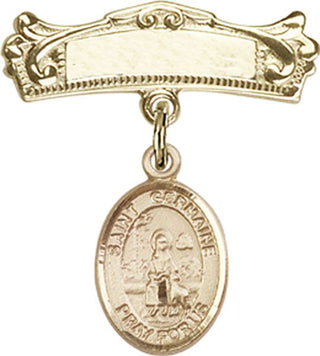 14kt Gold Badge Pin St. Germaine Cousin Baby Badge - Engravable