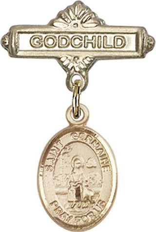 14kt Gold Godchild St. Germaine Cousin Baby Badge - Engravable