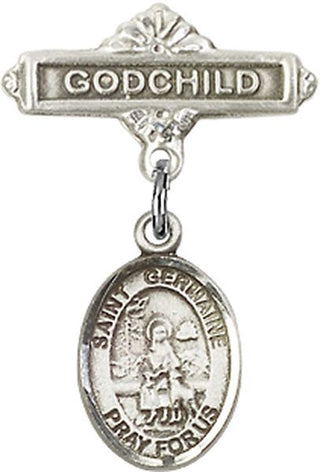 Sterling Silver Godchild St. Germaine Cousin Baby Badge - Engravable
