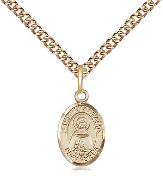 14kt Gold Saint Anastasia Medal Engraved Catholic Saint Jewelry