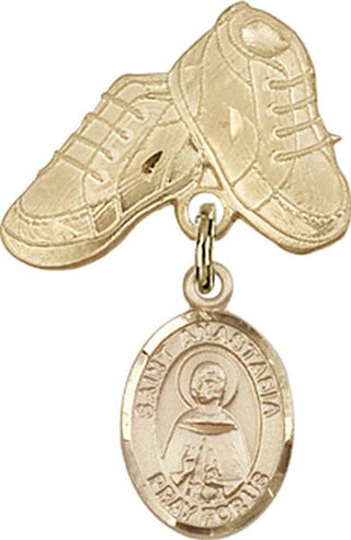 14kt Gold Filled Baby Boots St. Anastasia Baby Badge - Engravable