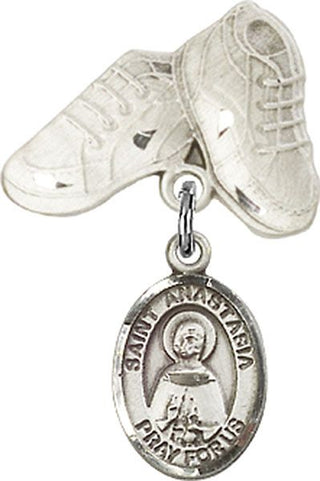 Sterling Silver Baby Boots St. Anastasia Baby Badge - Engravable
