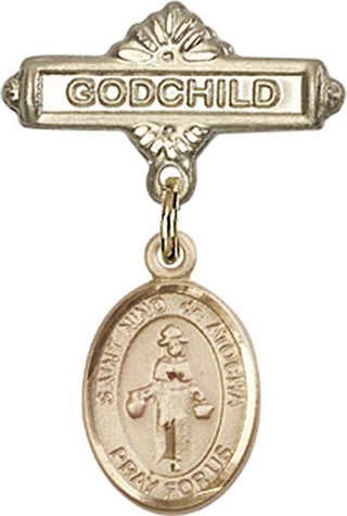 14kt Gold Filled Godchild St. Nino de Atocha Baby Badge - Engravable
