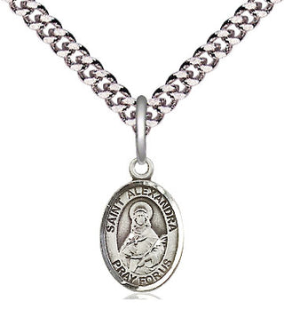 Pewter Saint Alexandra Medal Religious and Catholic Jewelry Engraved Catholic Saint Jewelry