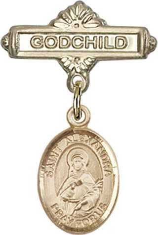 14kt Gold Godchild St. Alexandra Baby Badge - Engravable