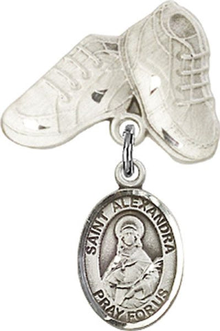 Sterling Silver Baby Boots St. Alexandra Baby Badge - Engravable