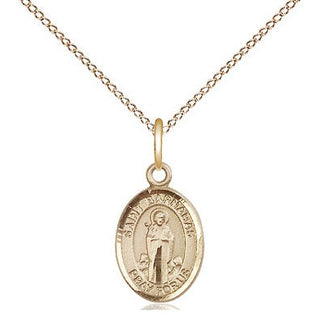 14kt Gold Saint Barnabas Medal Engraved Catholic Saint Jewelry