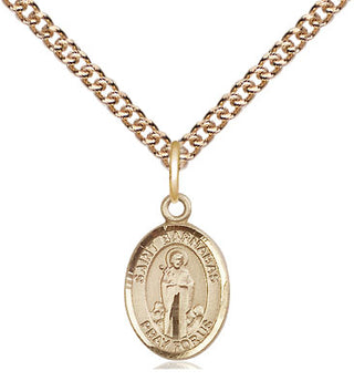 14kt Gold Saint Barnabas Medal Engraved Catholic Saint Jewelry