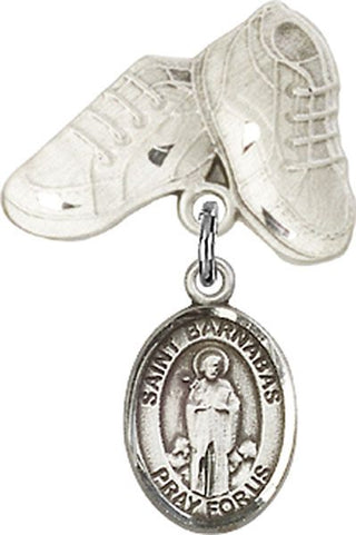 Sterling Silver Baby Boots St. Barnabas Baby Badge - Engravable