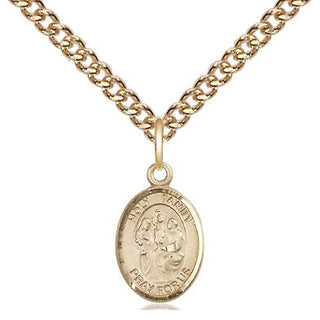 14kt Gold Holy Family Medal Engraved Catholic Saint Jewelry