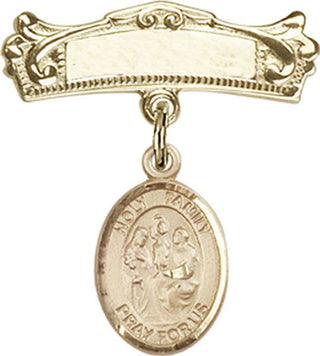 14kt Gold Filled Badge Pin Holy Family Baby Badge - Engravable