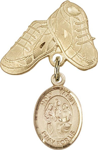 14kt Gold Filled Baby Boots Holy Family Baby Badge - Engravable