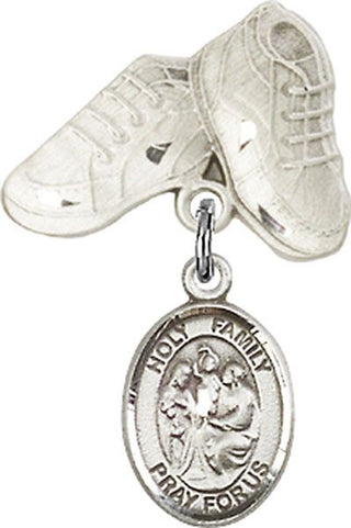 Sterling Silver Baby Boots Holy Family Baby Badge - Engravable