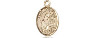 14kt Gold Saint Gertrude of Nivelles Medal Engraved Catholic Saint Jewelry