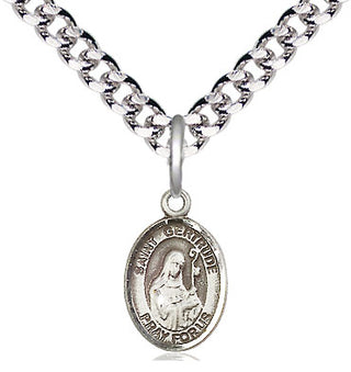 Pewter Saint Gertrude of Nivelles Medal Religious and Catholic Jewelry Engraved Catholic Saint Jewelry