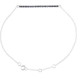 14K White Natural Blue Sapphire 8" Bracelet