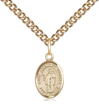 14kt Gold Saint Joseph the Worker Medal Engraved Catholic Saint Jewelry