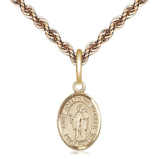 14kt Gold Saint Joseph the Worker Medal Engraved Catholic Saint Jewelry