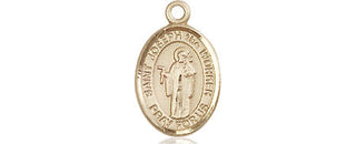 14kt Gold Saint Joseph the Worker Medal Engraved Catholic Saint Jewelry
