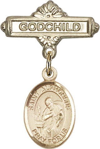 14kt Gold Filled Godchild St. Alphonsus Baby Badge - Engravable