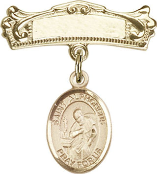 14kt Gold Badge Pin St. Alphonsus Baby Badge - Engravable