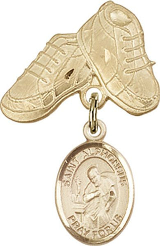 14kt Gold Baby Boots St. Alphonsus Baby Badge - Engravable