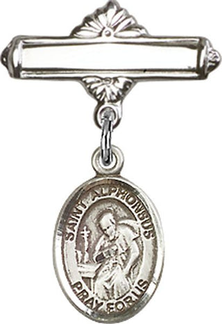 Sterling Silver Polished Badge Pin St. Alphonsus Baby Badge - Engravable