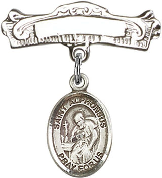 Sterling Silver Badge Pin St. Alphonsus Baby Badge - Engravable