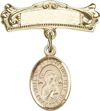 14kt Gold Badge Pin O/L of Perpetual Help Baby Badge - Engravable