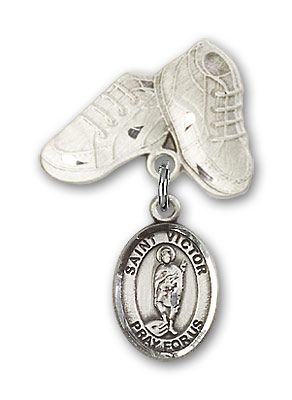 Sterling Silver Baby Boots St. Victor of Marseilles Baby Badge - Engravable