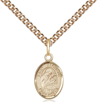 14kt Gold Saint Aloysius Gonzaga Medal Engraved Catholic Saint Jewelry