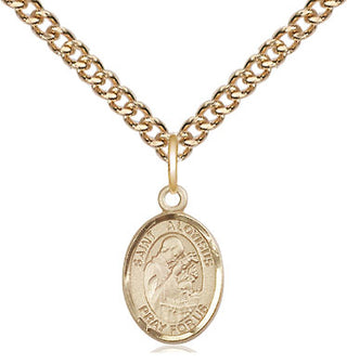 14kt Gold Saint Aloysius Gonzaga Medal Engraved Catholic Saint Jewelry
