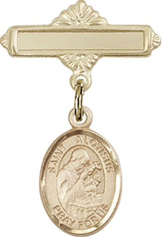14kt Gold Filled Polished Badge Pin St. Aloysius Gonzaga Baby Badge - Engravable