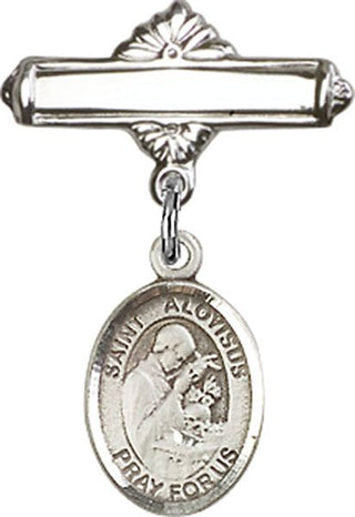 Sterling Silver Polished Badge Pin St. Aloysius Gonzaga Baby Badge - Engravable