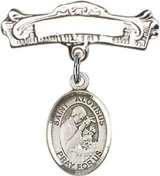 Sterling Silver Badge Pin St. Aloysius Gonzaga Baby Badge - Engravable