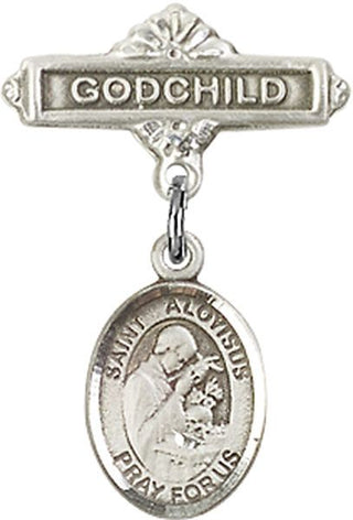 Sterling Silver Godchild St. Aloysius Gonzaga Baby Badge - Engravable