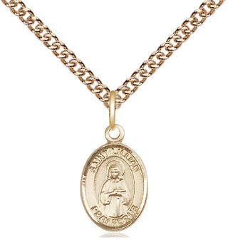 14kt Gold Saint Lillian Medal Engraved Catholic Saint Jewelry