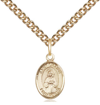 14kt Gold Saint Lillian Medal Engraved Catholic Saint Jewelry