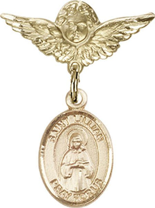 14kt Gold Filled Small Angel w/Wings St. Lillian Baby Badge - Engravable