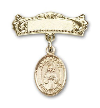 14kt Gold Badge Pin St. Lillian Baby Badge - Engravable