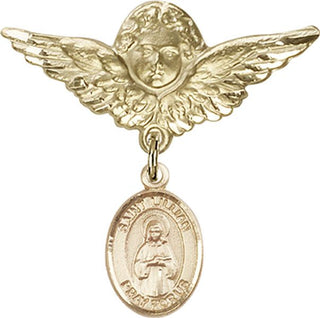 14kt Gold Large Angel w/Wings St. Lillian Baby Badge - Engravable