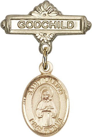 14kt Gold Godchild St. Lillian Baby Badge - Engravable