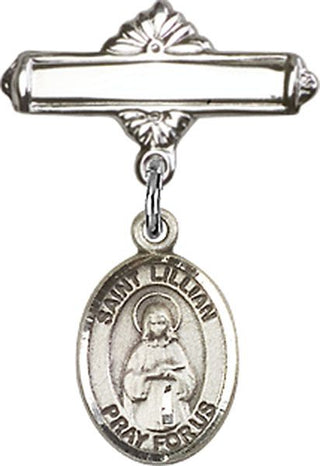 Sterling Silver Polished Badge Pin St. Lillian Baby Badge - Engravable