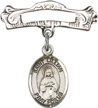 Sterling Silver Badge Pin St. Lillian Baby Badge - Engravable