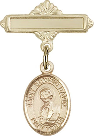 14kt Gold Filled Polished Badge Pin St. Dominic Savio Baby Badge - Engravable