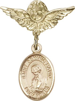 14kt Gold Filled Small Angel w/Wings St. Dominic Savio Baby Badge - Engravable