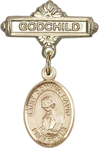 14kt Gold Filled Godchild St. Dominic Savio Baby Badge - Engravable