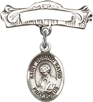 Sterling Silver Badge Pin St. Dominic Savio Baby Badge - Engravable
